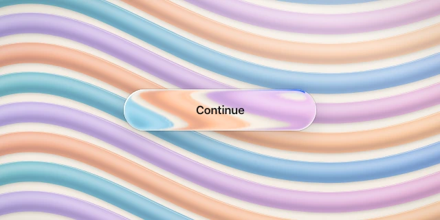 A glass capsule button over pastel ribbons, with a short blue beam on its rim at the top-right cap.